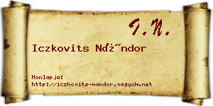 Iczkovits Nándor névjegykártya